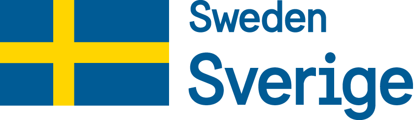 The Swedish flag and the words "Sweden" and "Sverige" on a light grey background.