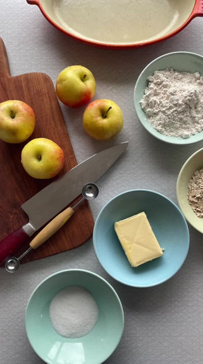 Ingredients for an apple pie