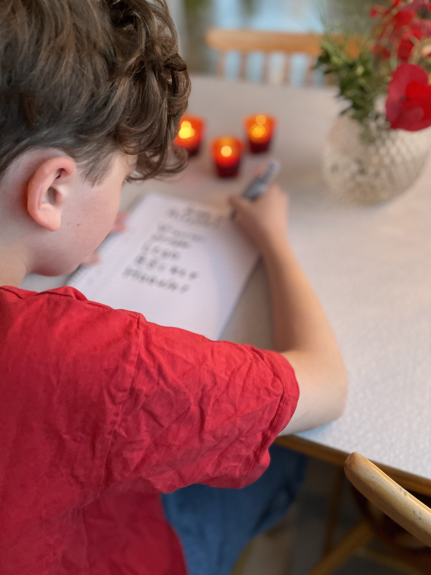 A child writing a letter to Santa